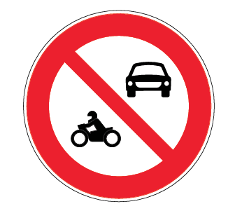 Motorlu Taşıt ve Motosiklet Giremez İşareti trafik levhası