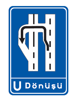 U Dönüşü (Bölünmüş Yolda) İşareti trafik levhası